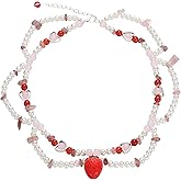 Strawberry Pearl Beaded Necklace For Woman Layered crystal Choker Necklace Jewelry