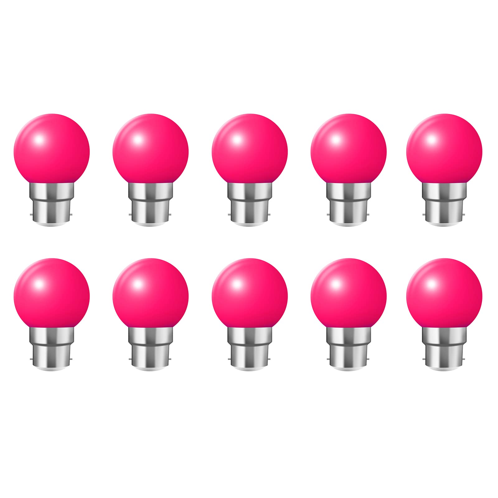 Jiotouhu 10x B22 Bayonet Cap LED Coloured Light Bulb Mini Globe Golfball Bulbs for Outdoor Patio Garden Party Christmas(Pink)