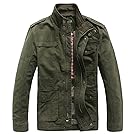 Heihuohua Men's Cotton Stand Collar Lightweight Military Windbreaker Jacket