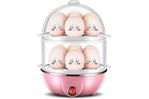 Electric Egg Boiler, 350W Double Layer Egg Cooker for 14 Eggs at a Time, Auto Power Off, PP Construction with Measuring Cup f