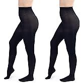 Silky Toes Women's 60D Soft Opaque Tights 1 or 2 Pairs -Black White And Colored Stockings for Women (Black, E)