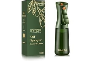 hoforife 200ml/7oz Glass Olive Oil Sprayer for Cooking, Oil Mister Continuous Cooking Spray with Portion Control for Kitchen 