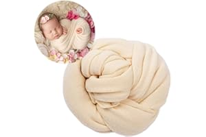 Newborn Baby Photo Outfits Props Stretch Blanket Infant Boy Girl Photography Velvet Wraps for Baby Photo Shoot (Beige)
