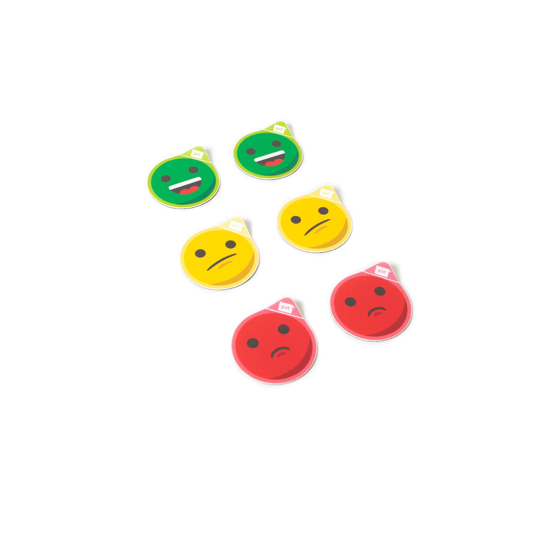 PATboard Status Icon Magnets - 5 cm, set of 6 Icons - Happy, Neutral, Sad - Magnetic Emotions for Office, Whiteboard, Refrigerator, Fridge (Green, Yellow & Red)
