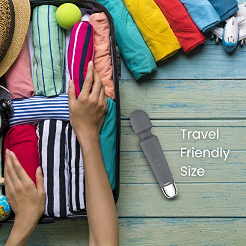 Cordless Wand Massager by Yarosi - Strongest Therapeutic Vibrating Power - Best Rated for Travel Gift - Magic Stress Away - Perfect for Muscle Aches and Personal Sports Recovery - USB - Mini - Grey - Thumbnail 6