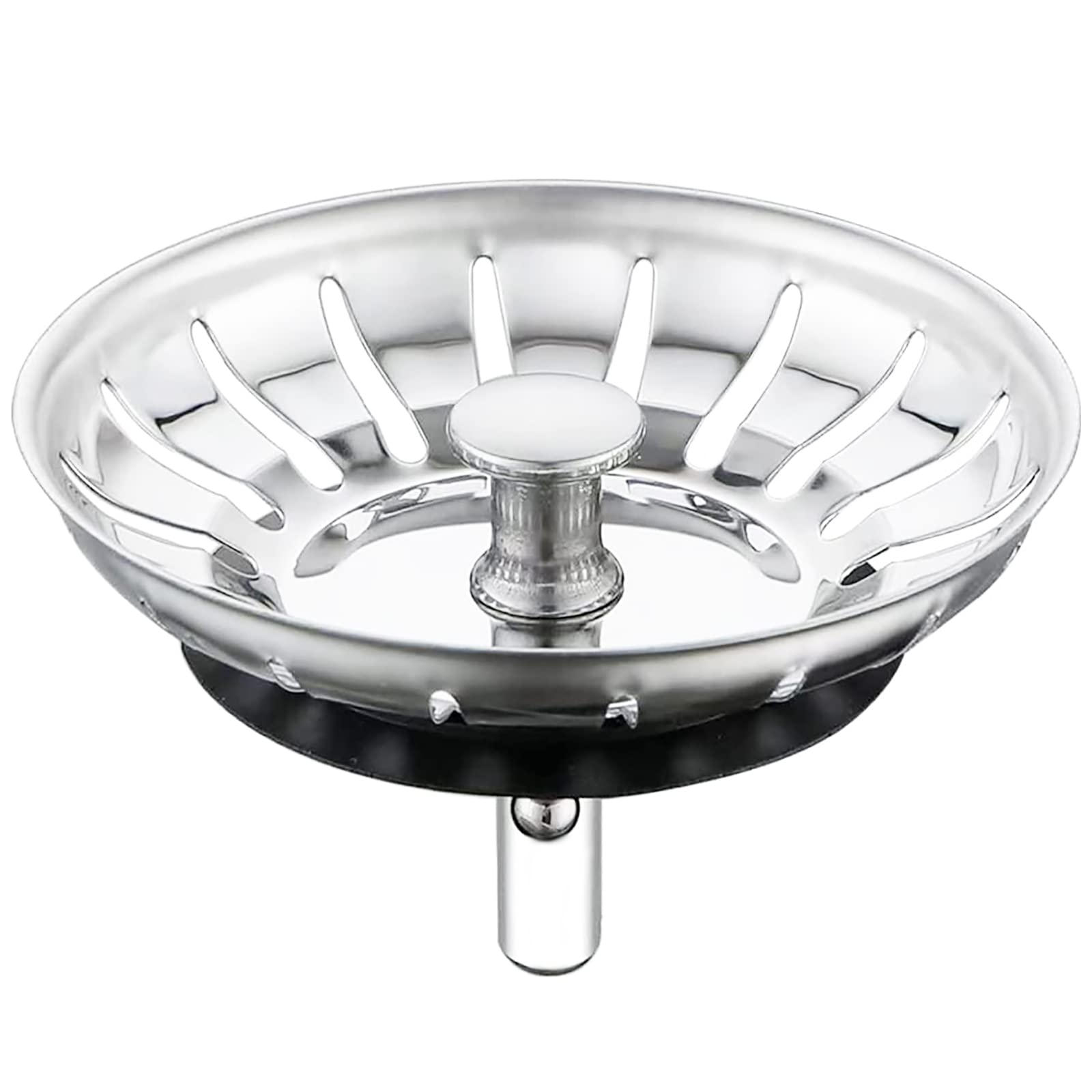 SPARES2GO Stainless Steel Waste Strainer Plug Drain Sink Stopper for Kitchen Sinks Bath Shower (with Rubber Seal)