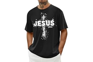 Men's Jesus Shirt, Easter Short Sleeve T-Shirts Cross Graphic Tees Faith Christian Tshirts Summer Holiday Tops