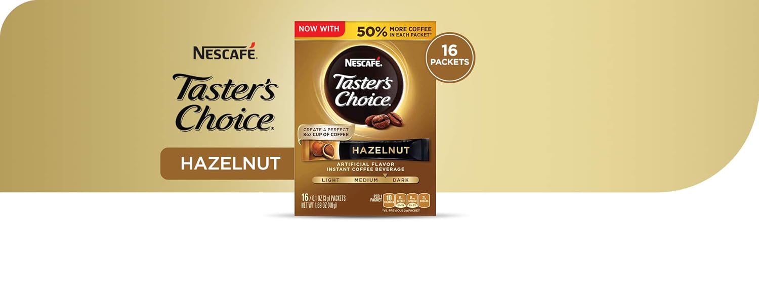 NESCAFE TASTER'S CHOICE Hazelnut Medium Dark Roast Instant Coffee, 16