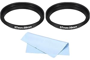 PATIKIL 37mm-39mm Metal Step Up Ring with Cleaning Cloth, 2 Pack Camera Lens Filter Adapter Ring Aluminum Filter Adapter Ring