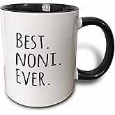 3dRose (mug_151512_4) Best Noni Ever - Gifts for Grandmothers - Grandma nicknames - black text - family gifts - Two Tone Black Mug, 11oz