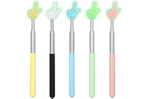 Hianjoo 5 PCS Pointer Stick for Classroom(Glow in The Dark), Extendable Teacher Pointer Finger Tools, Mini Retractable Hand F