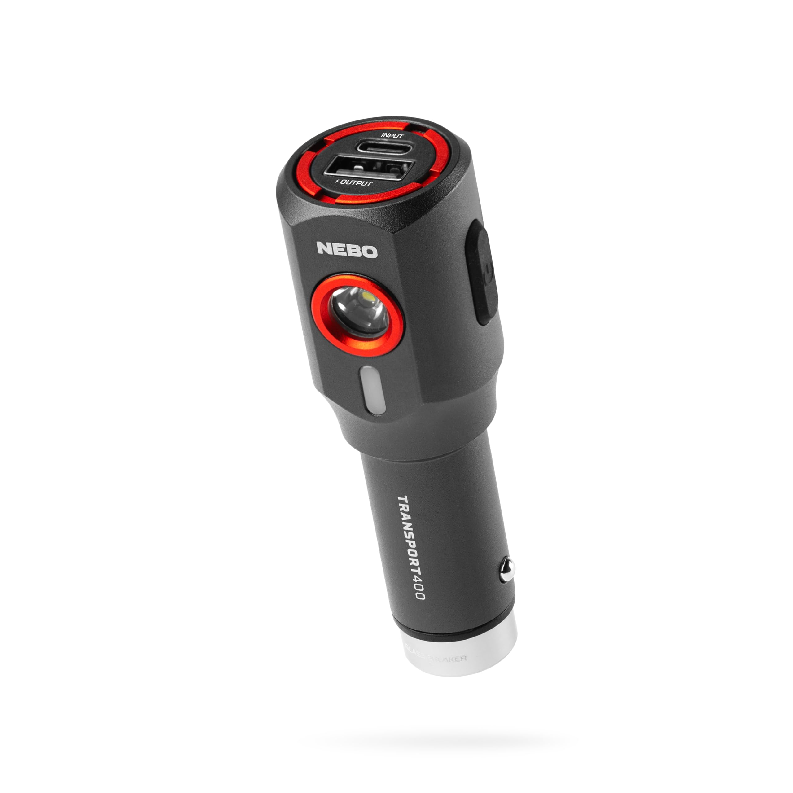 Photo 1 of NEBO TRANSPORT 400 2-In-1 Car Charger & Flashlight | 400 Lumens, 6 Light Modes, Compact LED Light, Magnetic Pocket Clip, Waterproof, Emergency Glass Breaker, 12V DC or USB-C Rechargeable
