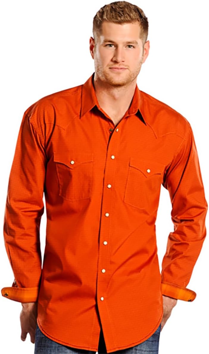 Rough Stock Langdon Vintage Print Long Sleeve Shirt - Copper