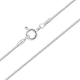 Sterling Silver Chain for Women and Men - Snake Necklace - Silver Rope Chain Necklace for Women - Cadena de Plata 925 para Mujer - Rope Chains - Width 1/1.5/2 mm - Length 16" 18" 20" 22" 24"