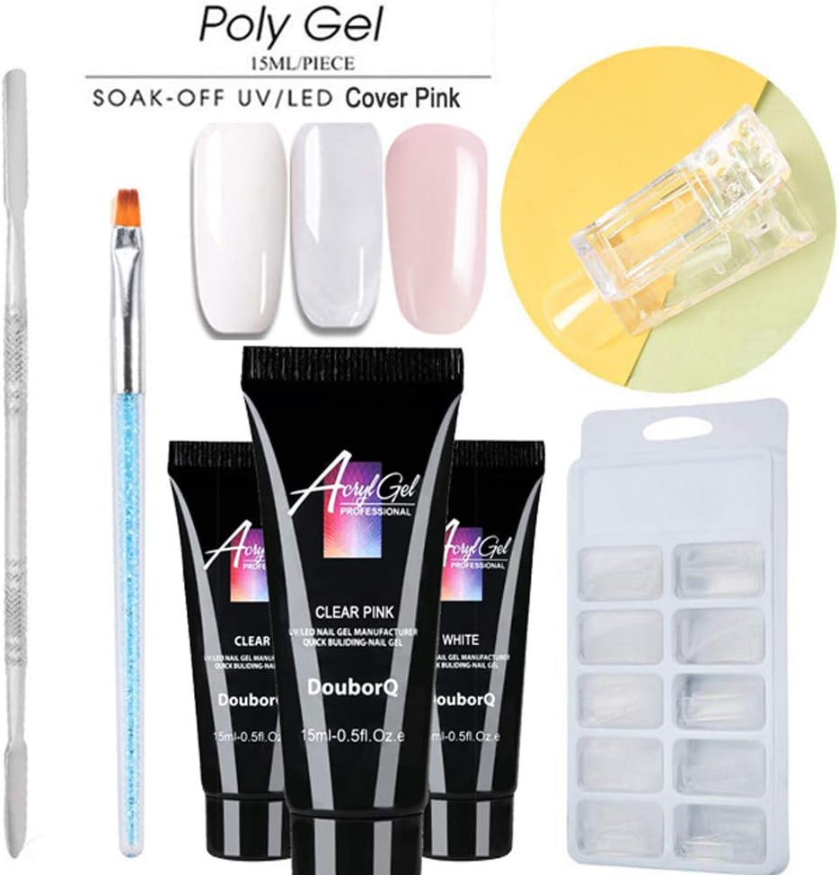 Palarn Nail Art, Poly Gel DIY 100PCS False Nails Double-end Nail Brush Pusher Dead Skin Set