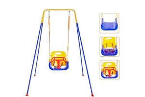 TRULPRO 3 in 1 Toddler Swing Set, Baby Swing Set for Outdoor/Indoor Play, Baby Outdoor Swing with Safety Seat for Aged 6 Months to 10 Years Old,61" (𝗛)