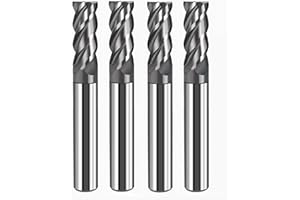 Hunricho 4PCS 1/2'' Carbide Square End Mill Bits Set, Milling Bits Cutter 1/2 Carbide End Mills for Alloy Steels/Hardened Ste