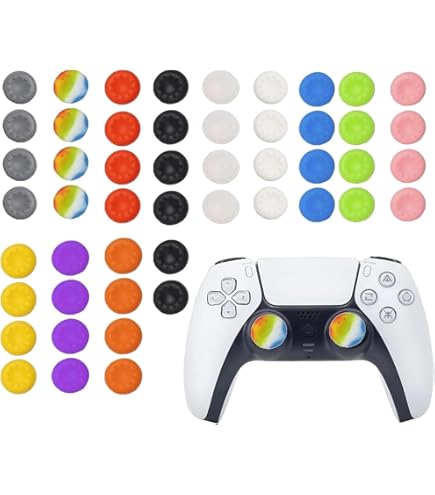 Dreamil Siliconen joystick-doppen, 8 stuks, antislip gamepad-petten, hoogwaardig siliconenmateriaal, controllersticks grips voor PS5/PS4/PS3 (zwart/wit
