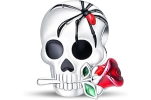 925 Sterling Silver Halloween Charms for Bracelets Witch Hat/ Black Cat/ Skull /Ghosts/The Grim Reaper/Demon/Phantom Rose Des
