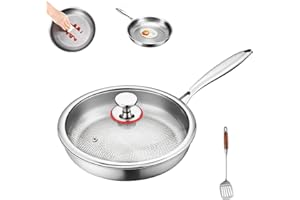Pure Titanium Frying Pan, 2026 Upgraded Titanium Hammered Pan Pro with Lid for Cooking Non Stick, Lightweight & Durable, Scra