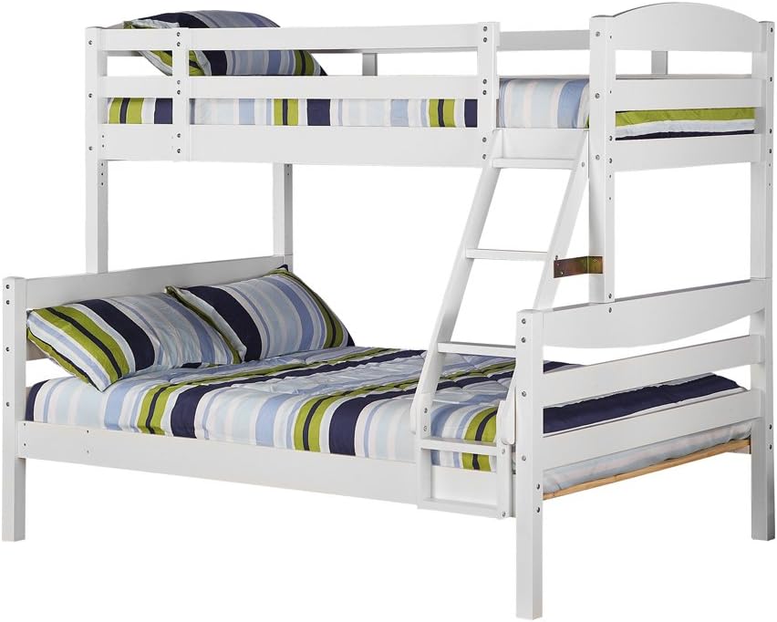 Walker Edison Twin/Double Solid Wood Bunk Bed, White
