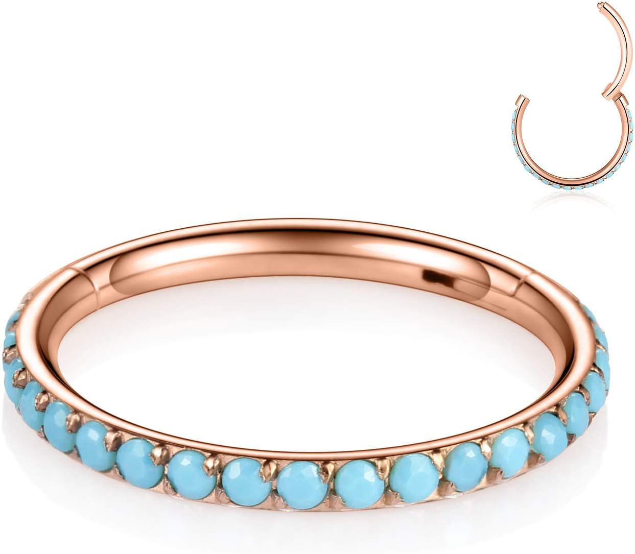 PEAKLINK 16G Stainless Steel Seamless Hinged Segment Clicker Ring Septum Nose Ring Piercing 6/8/10/12mm