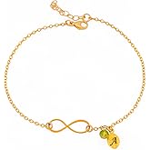 HotMixCold Infinity Monogram Personalized Initial Bracelet, Birthstone Jewelry, New Moms Bridesmaids Gifts