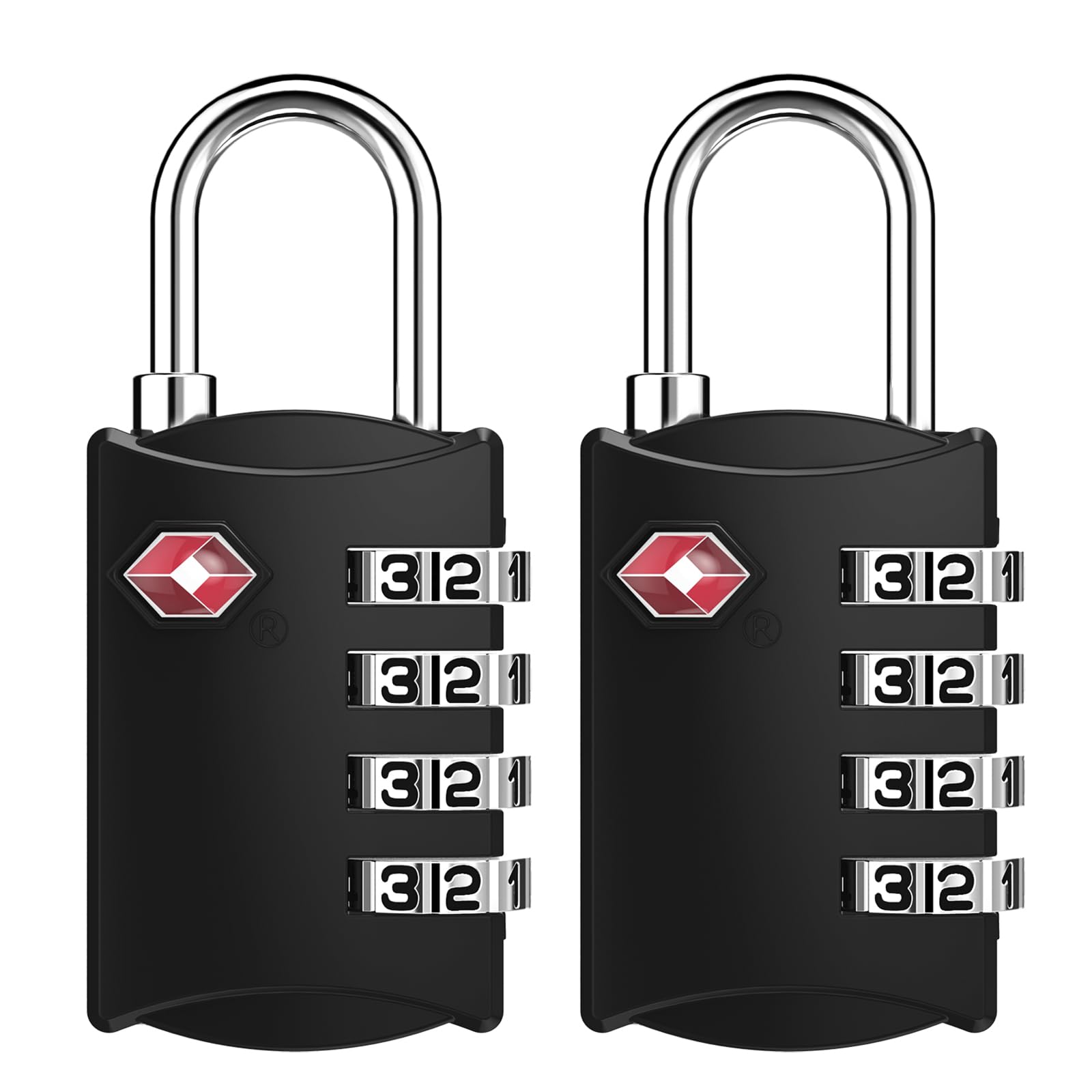 ZHEGE Suitcase Locks, TSA Approved Luggage Locks, Small Luggage Padlocks for Travel, Zipper Locks for Backpack, Bag, Tent, 4 Digit Combination Padlock for Gym Lockers (Black, 2Pack)