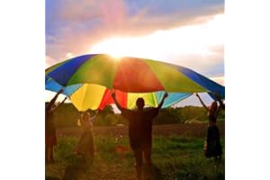 Sonyabecca Parachute, Play Parachute 10ft 12ft 16ft with 12 Handles 20ft 24ft with 16 Handles for Kids Cooperation Group Play