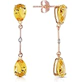 Galaxy Gold GG 14k Rose Gold Natural Pear-shaped Citrine Stud Drop Dangle Earrings
