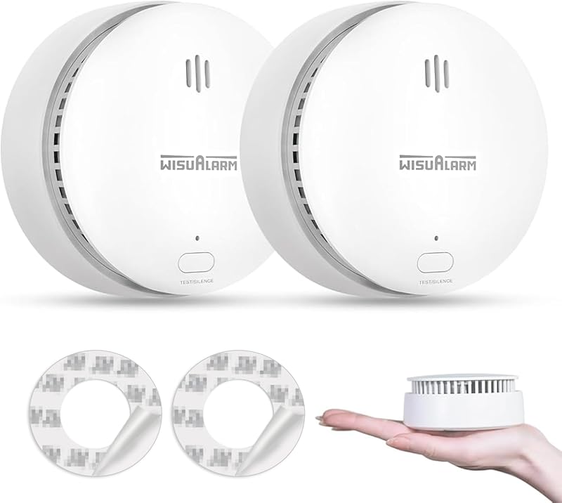 WISUALARM Smoke Alarm 10-Year Battery 2-Pack EN14604 Certified