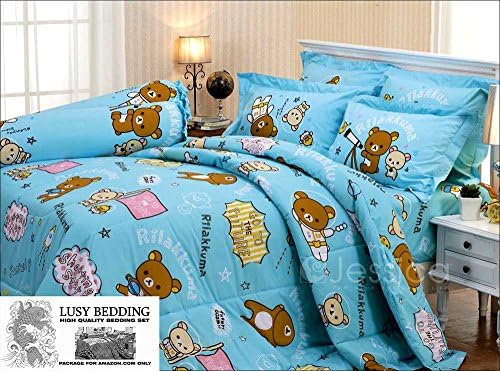 Rilakkuma Official Licensed Bedding Set, Bed Sheet, Pillow Case, Bolster Case (Not Included Comforter) RK005 Set A (TWIN 42"X78") with "Lusy Bedding" Label