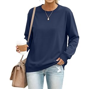 Sweatshirt For Women Crewneck Fleece Pullover Sweatshirts No Hood Oversized Long Sleeve Tops Casual Comfy Fall Clothes
