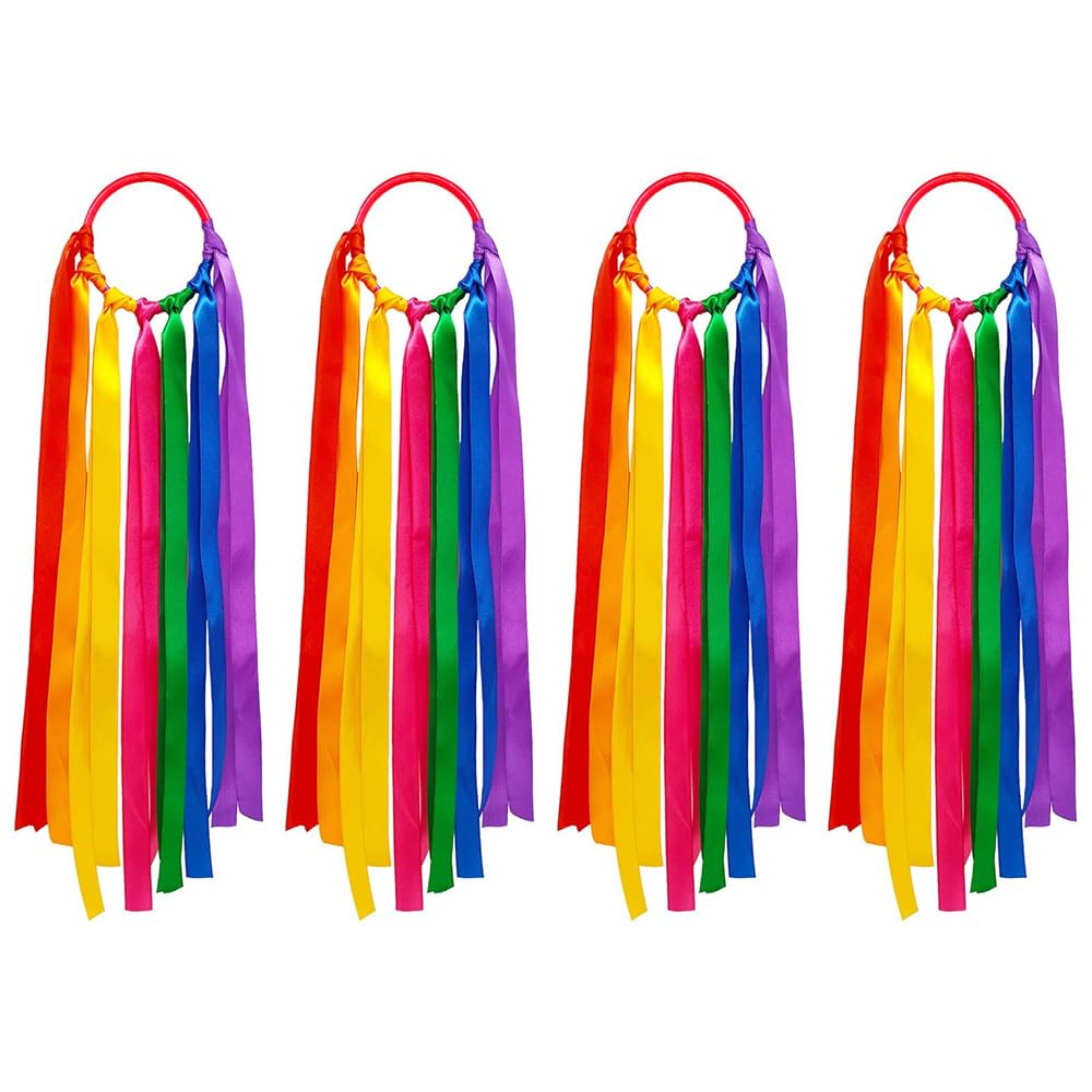 Sarini 4pcs Rainbow Ribbons Rainbow Ribbon Dance Ribbon Colorful Gymnastics Rhythm Ribbon