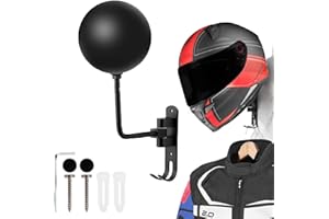 Wall Mounted Helmet Holder, Black Stainless Steel 180° Rotation Helmet Hanger for Motorcycle and Bicycle Helmets