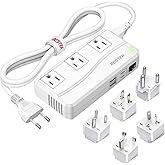 BESTEK 220V to 110V Converter, 300W Voltage Converter US to Europe with USB | PD20w, Step Down Power Converter for European Travel, (EU/UK/AU/JP/India/South Africa 5 Universal Plug Adapter)
