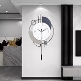 Dankeit Wall Clock, Silent Non-Ticking Quality Quartz Battery Operated with Pendulum, Large Wall Clock for Living Room Kitchen Home Bathroom Bedroom Wall Decor, 13x21.65inch(Black)
