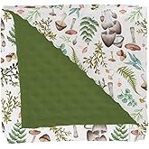Vintage Mushroom Forest Baby Blankets for Girl Boy Retro Mushrooms Green Leaves Soft Mink Dotted Backing Double Layer Swaddle Blanket Magical Plant Bed Throws for Infant Toddler Nursery 30x40