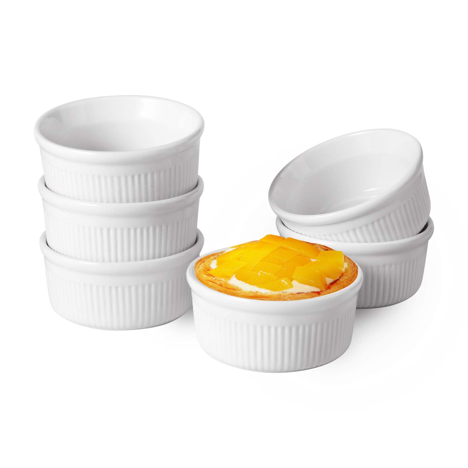 Ramekins Home 6oz Baking Cups for soufflés Pudding and Ice Cream Crème