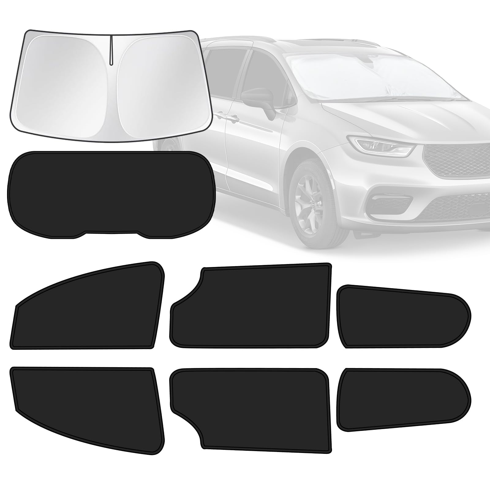 Photo 1 of for Chrysler Pacifica/Pacifica Hybrid 2017-2025 Car Window Shades, 8pcs Privacy Sun Shade Set for Front Windshield Side and Rear Windows, Full Window Covers Keeps Vehicle Cool for Camping Napping