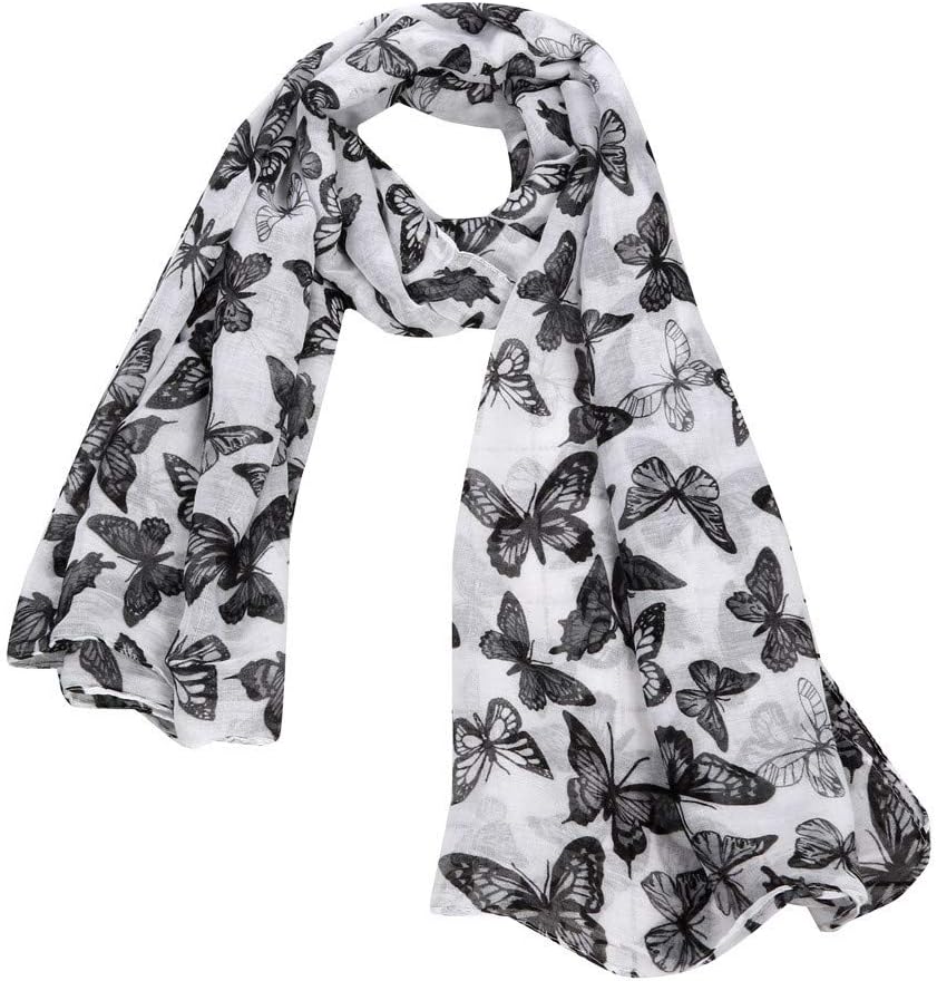 2019 Chiffon Butterfly Print Scarf Shawl Wrap Elegant Long Scarves Light & Soft Stylish Xmas Gifts