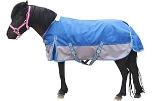 Gallopoff Mini Horse/Pony/Foal/Miniature Size 36"-51" Lightweight Waterproof & Breathable 1200 Denier Turnout Blanket with No Filling RoyalBlue 39"
