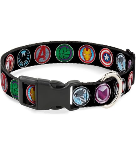 Buckle-Down Marvel Avengers Halsband Für Hunde – 1 Zoll Breit, Größe 11–17 Zoll, Mit Robustem Plastikclip & D-Ring