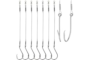 Vipfish Fishing Hook Rigs 25/50 Pack - Circle Hook 1/0-10/0 with Stainless Steel Leader, Crane Swivel - Heavy Duty Saltwater Rigs for Catfish, Shark, Surf & Bottom Fishing