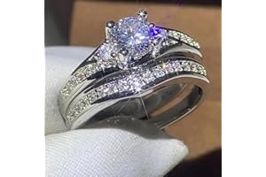 Luxury 2-Pc Set Rings Women for Engagement Fashion Gorgeous Cubic Zirconia Jewelry
