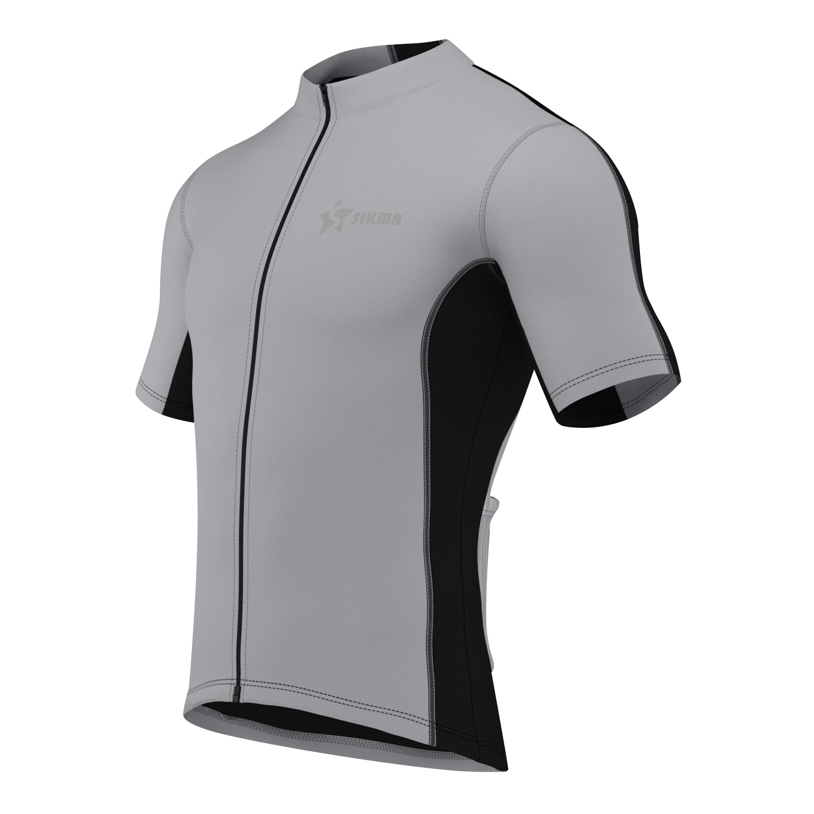 Sikma Mens Cycling Jersey Short Sleeves Polyester Bicycle Bike Top Shirt (Grey, Medium)