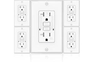 OMEENET GFCI Outlet, Tamper-Resistant, Self Test GFI Receptacle with 2 LED Indicator, 20 Amp, White (5 Pack)
