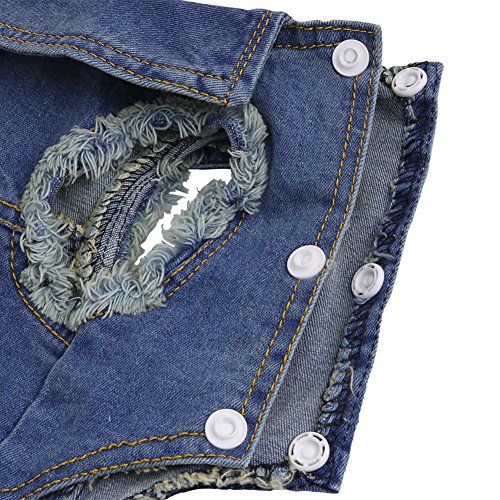 Delight eShop Soft Blue Jeans Denim Cute Pet Dog Cat Puppy Coat Jacket Clothes Costume Apparel (L) - Thumbnail 6