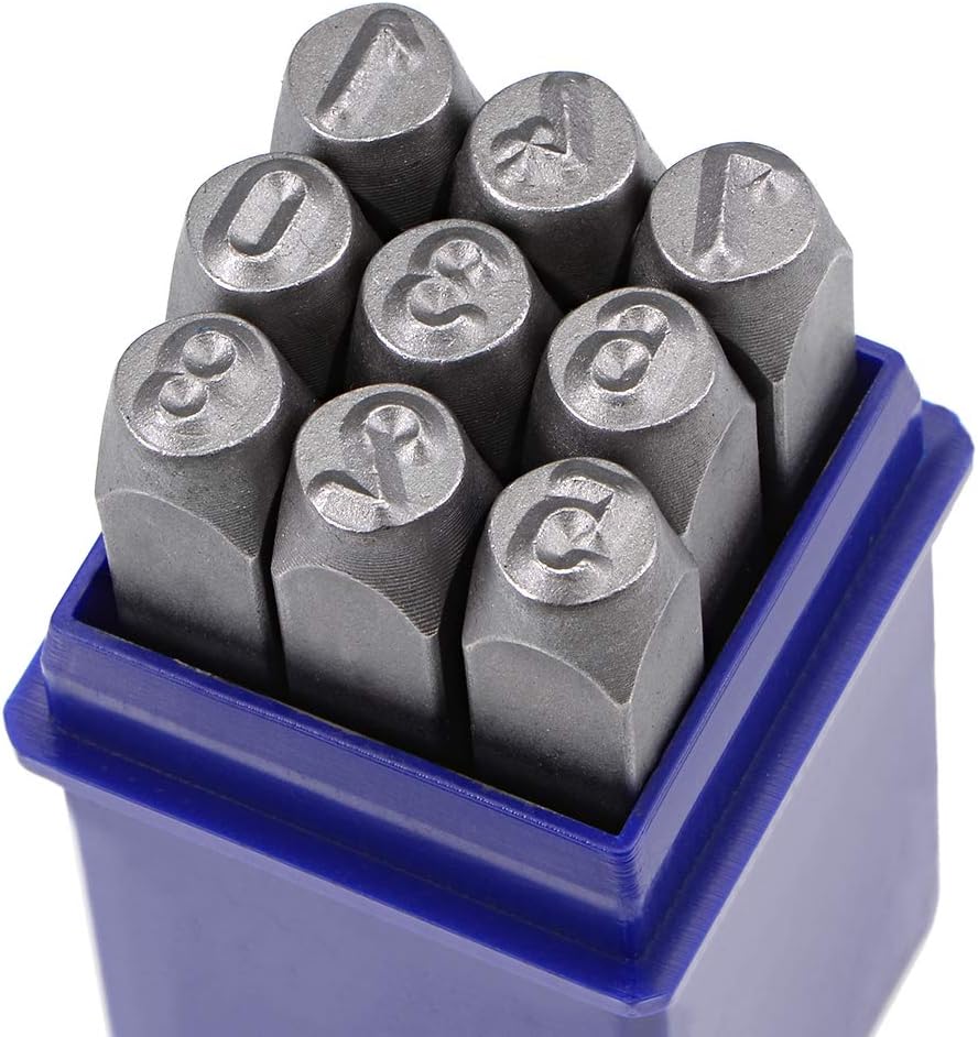 sourcing map Number Metal Stamp Set, 3/16" 5mm, Digital 0 to 9, Numbers Punch Set Wood Leather Steel Punch Tools Leather Craft Stamp - Image 5
