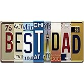 BEST DAD FATHERS DAY Metal Tin Sign License Plate Bar Cafe Garage Cave Home Room Wall Bathroom Farmhouse Garden Porch Patio Decor, 12 x 6 Inch